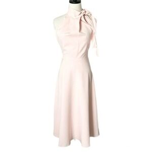 NEW Black Halo Audrey Tie-Collar Midi Dress in Sweet Blush Size 2
